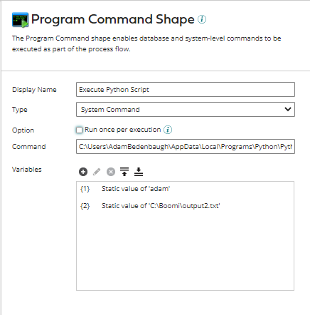 Program Command Shape with Python Script to Execute