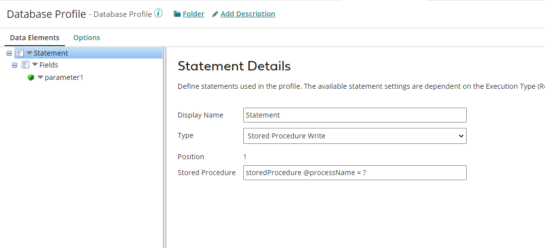 Stored Procedure within Database Profile