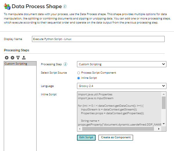 Data Process Shape Setup