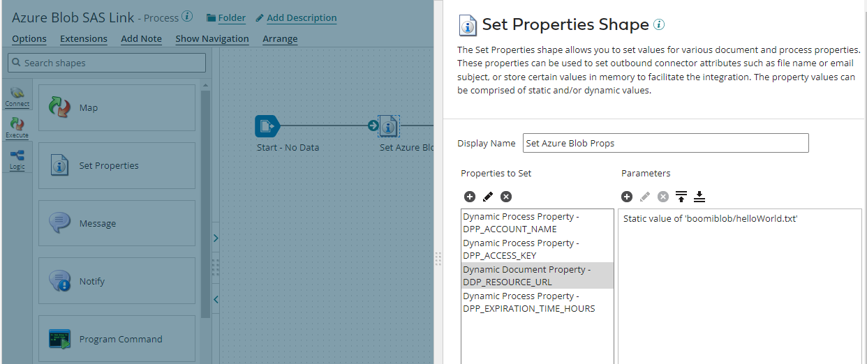 Set Properties Shape Configuration