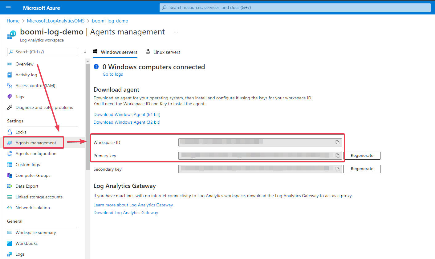 Agent management within Azure Log Analytics