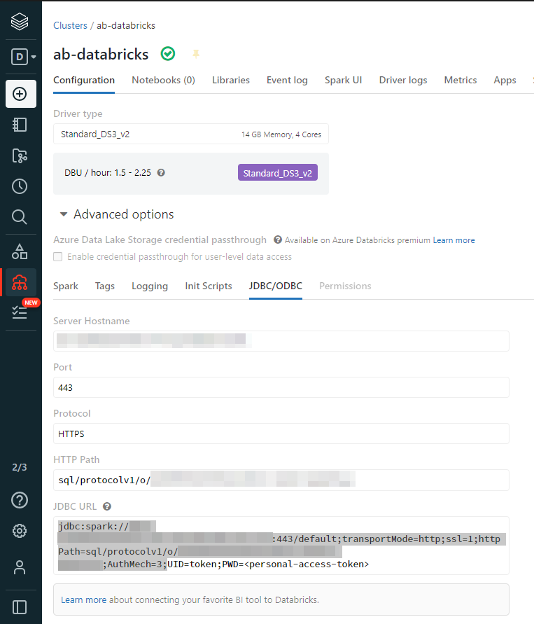 Databricks JDBC Connection Details