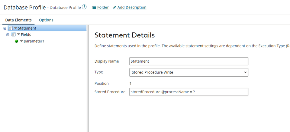 Stored Procedure within Database Profile